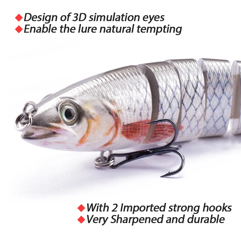Hanlin-Juego de Señuelos de Pesca multiarticulados, 135mm/20g, Crankbait, 8 segmentos, Wobblers, cebo Artificial duro, Swimbait, aparejos de lubina - imagen 4