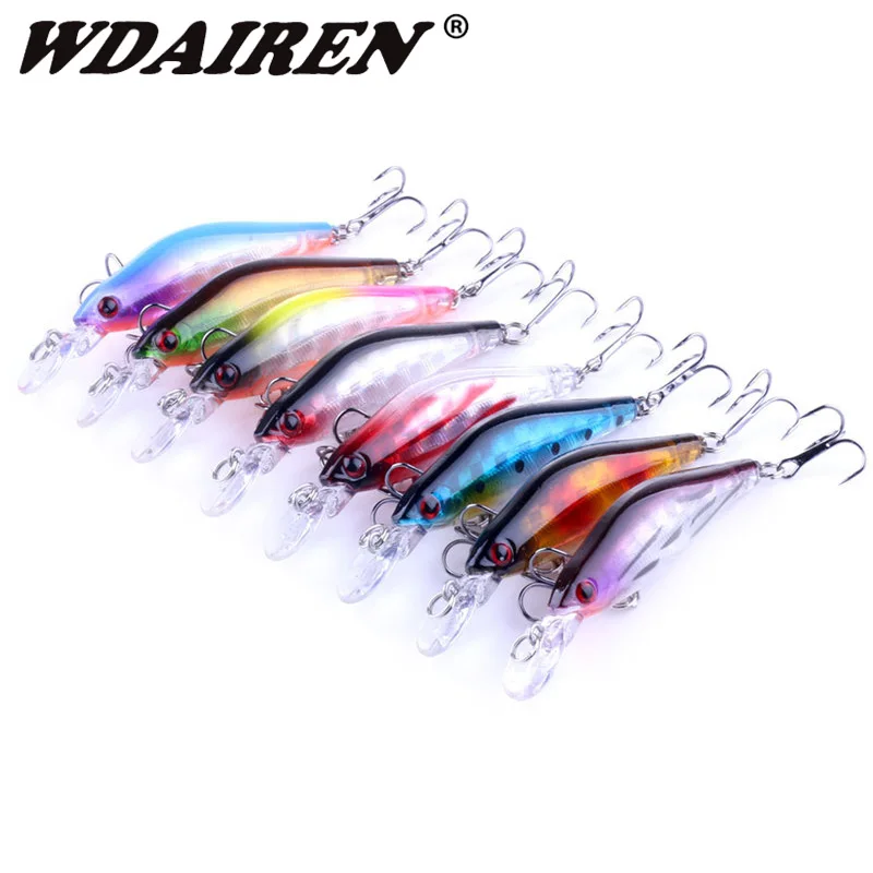 Juego de Señuelos de Pesca láser, 85mm, 6,5g, pececillos, Crankbait, Wobblers, ojos 3D, Swimbait, cebo duro Artificial, 8 unids/lote - imagen 3