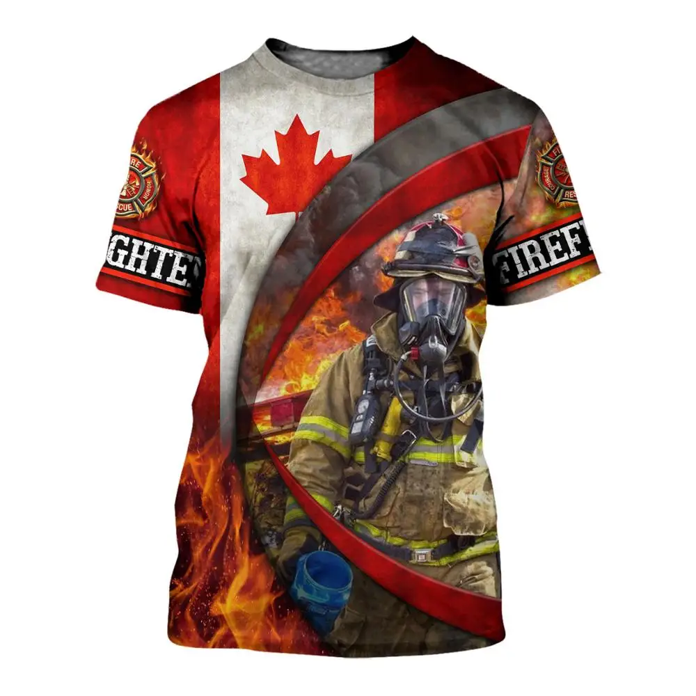 Camiseta Bombero 3D Harajuku – Manga corta unisex de verano 2025 - imagen 5