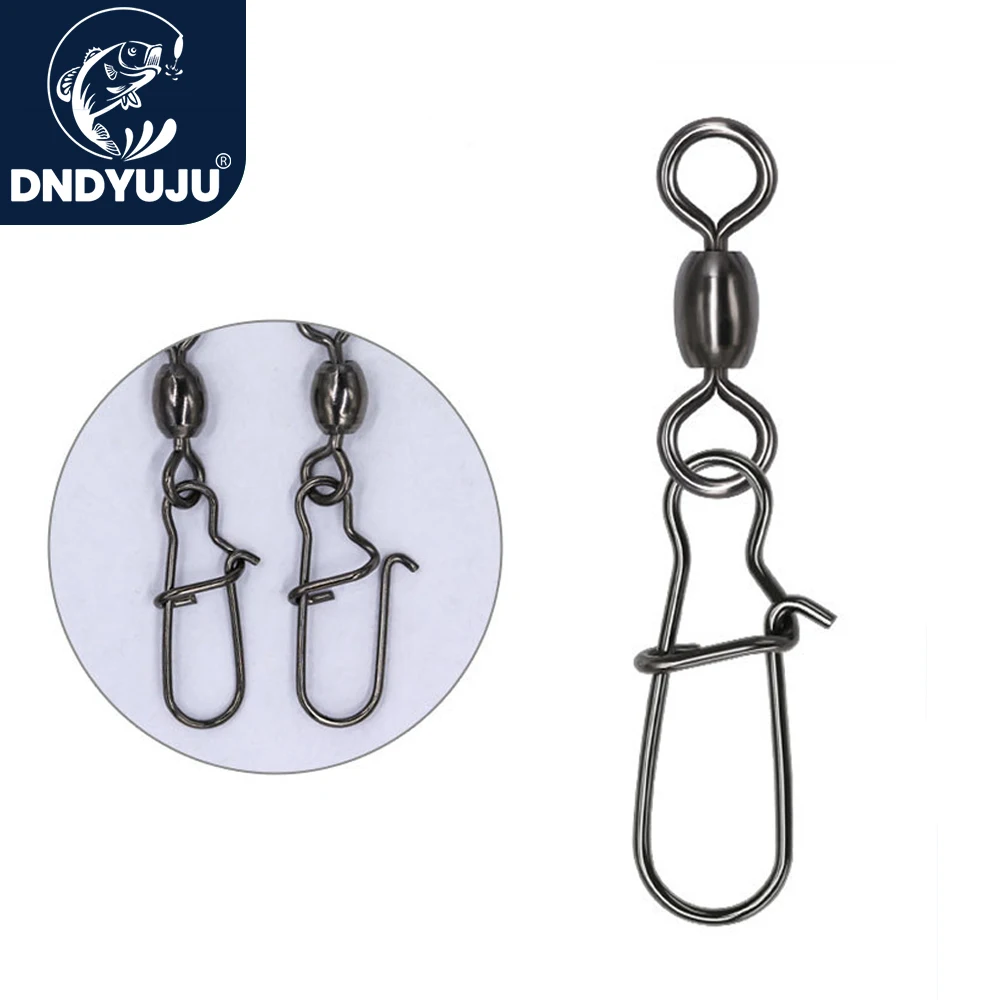DNDYUJU-10 piezas, accesorios de pesca de carpa, Conector de grúa giratoria de acero inoxidable, anzuelo a presión, señuelo, aparejos giratorios para anzuelo de pesca