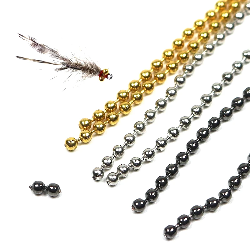 Wifreo, 1 unidad, 45/60cm, atado de moscas, cadena de cuentas de Metal, cadena de mancuerna de cobre colorida, ojos de 1,2-4,5mm, Material de atado de moscas de ninfa - imagen 5