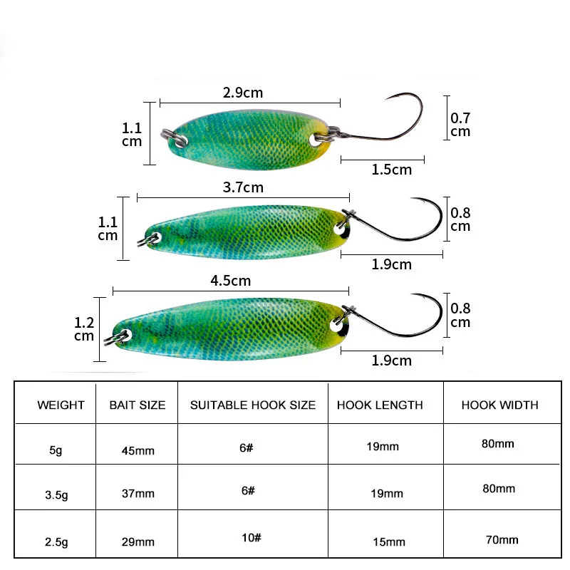 Señuelo de pesca con cuchara de agua para francotirador, cebo giratorio ligero de Metal, para trucha, perca, lubina, 5g, 3,5g, 2,5g - imagen 2