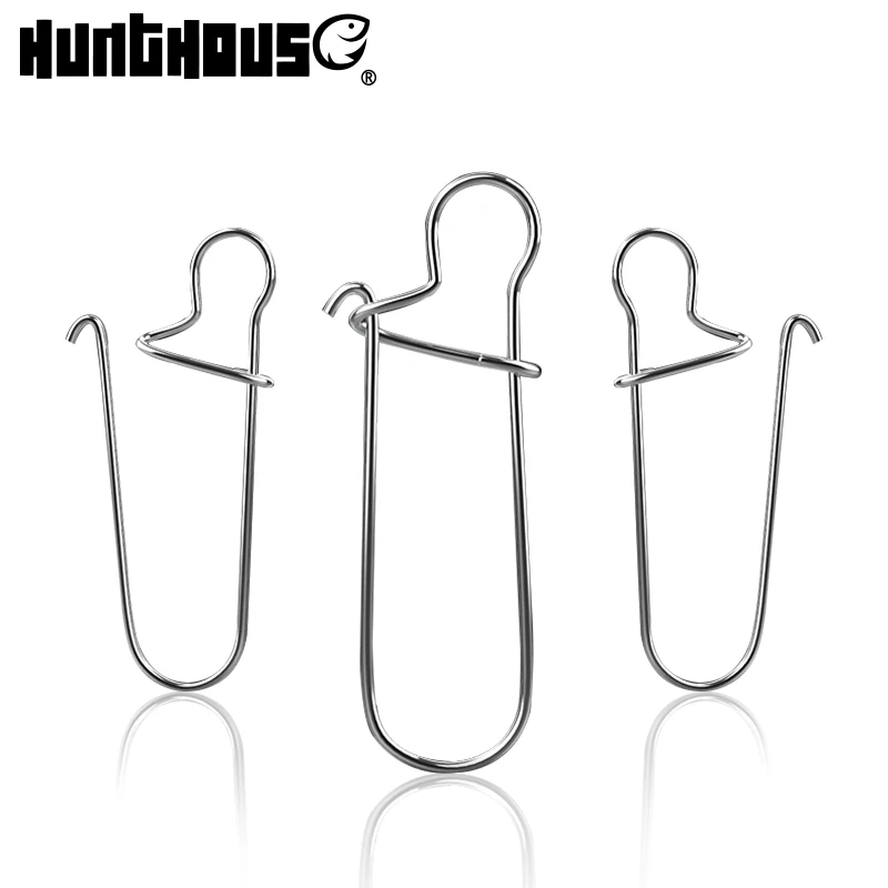 Hunthouse-Conector de accesorios de pesca, pasador de seguridad de acero inoxidable, gancho de pesca giratorio, anillos sólidos, 30 Uds. - imagen 2