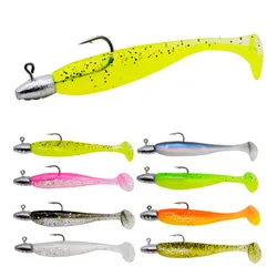 Señuelos vinilo cola en T con jig head para pesca deportiva
