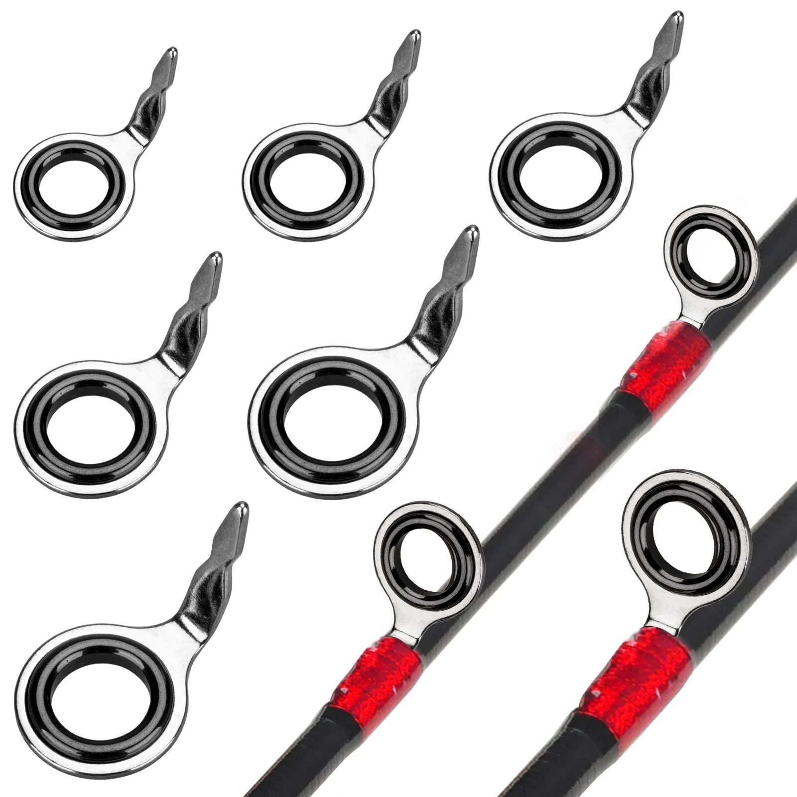 THKFISH 60 uds guías de caña de pescar anillo de cerámica guía de caña de pescar # 4- # Kit de reparación de repuesto de guía de caña de pescar 10 - imagen 5