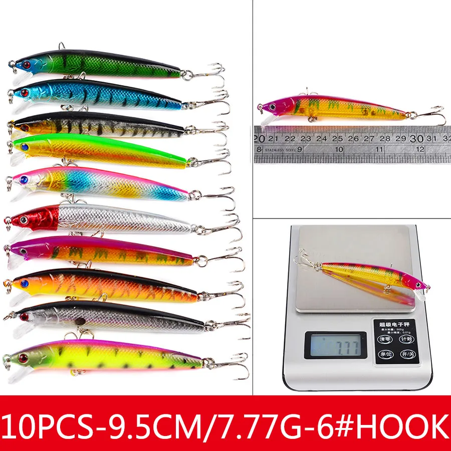 Jerkbait Minnow cebo duro falso Crankbait señuelo de pesca, juego de Wobblers para Lucio, aparejos de curricán, Kit de cebo Artificial, Swimbait Sea - imagen 3