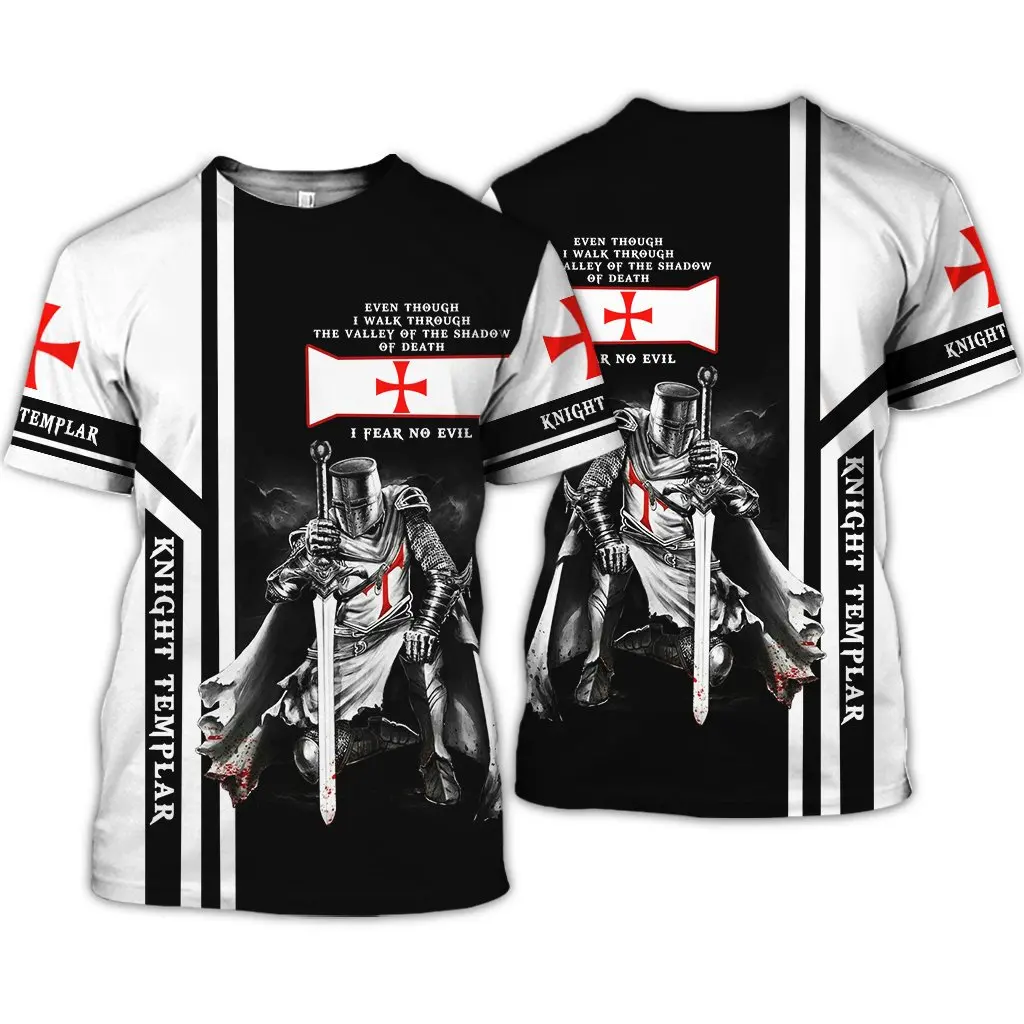 Camiseta Hipster de verano 2025 para hombre, camiseta de manga corta con estampado 3D de Caballero Templario valiente, camisetas informales Unisex TX0180 - imagen 3