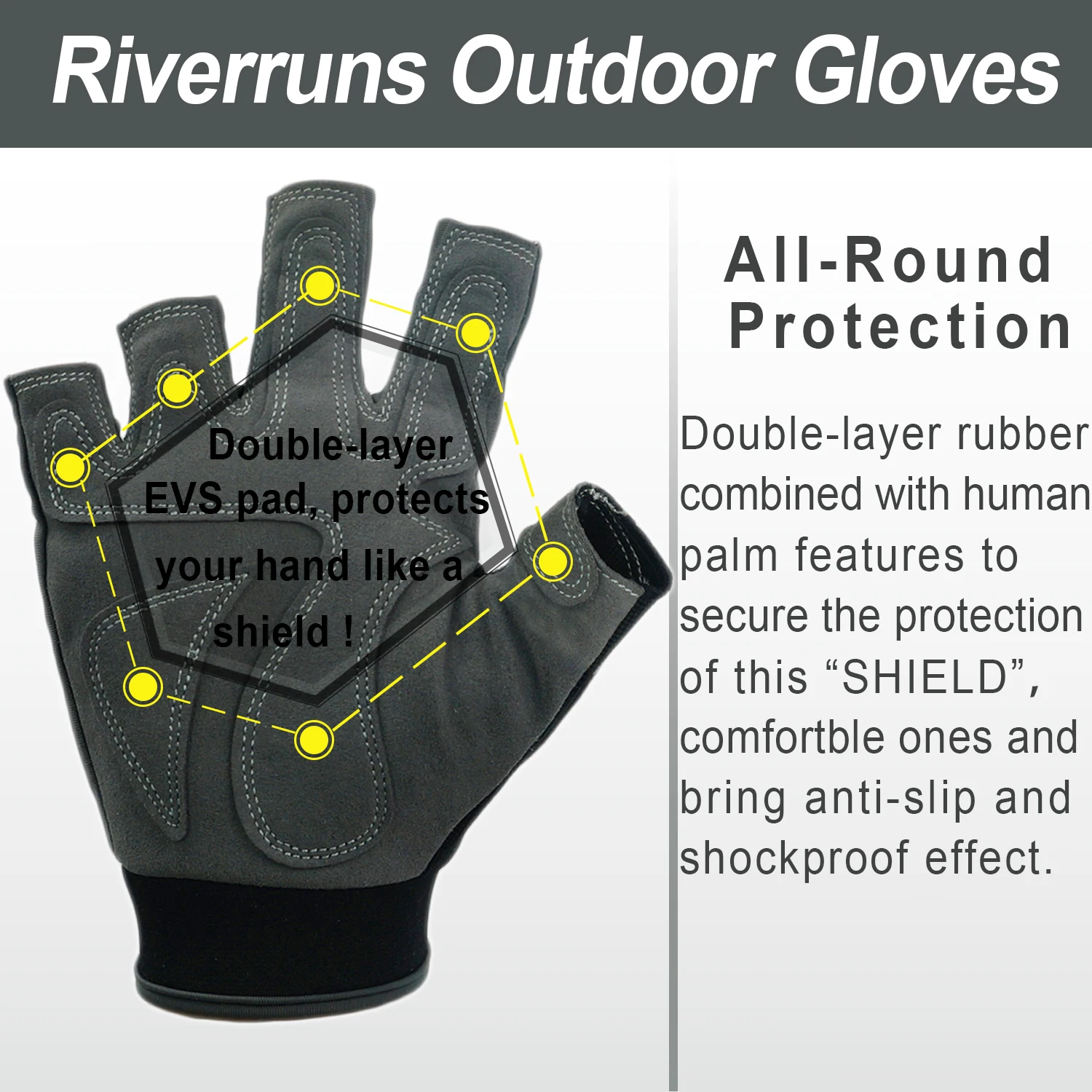 Riverruns-guantes de pesca sin dedos para hombre, protección solar para pesca, remo, navegación, remo y senderismo - imagen 2
