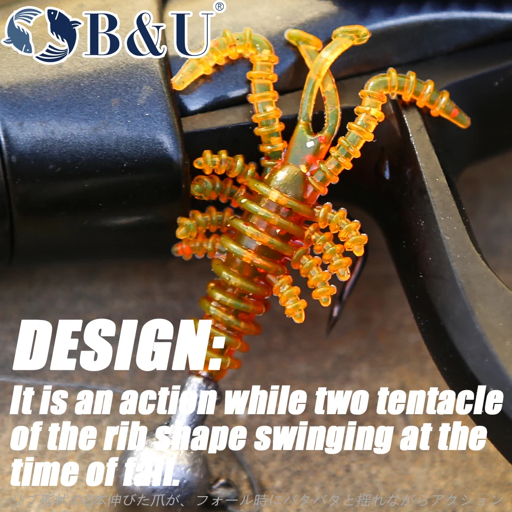 B & U Crazy Craws señuelos 40mm/20 piezas señuelo suave Señuelos de pesca camarones langosta señuelo de plástico suave Señuelos de pesca - imagen 5