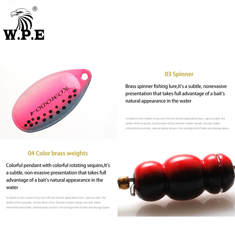 W.P.E marca 1 Uds señuelo giratorio 6,5g/9,7g/13,4g cebo de pesca de lubina señuelo cuchara de Metal anzuelo triple aparejos de pesca señuelo duro CrankBaits - imagen 3