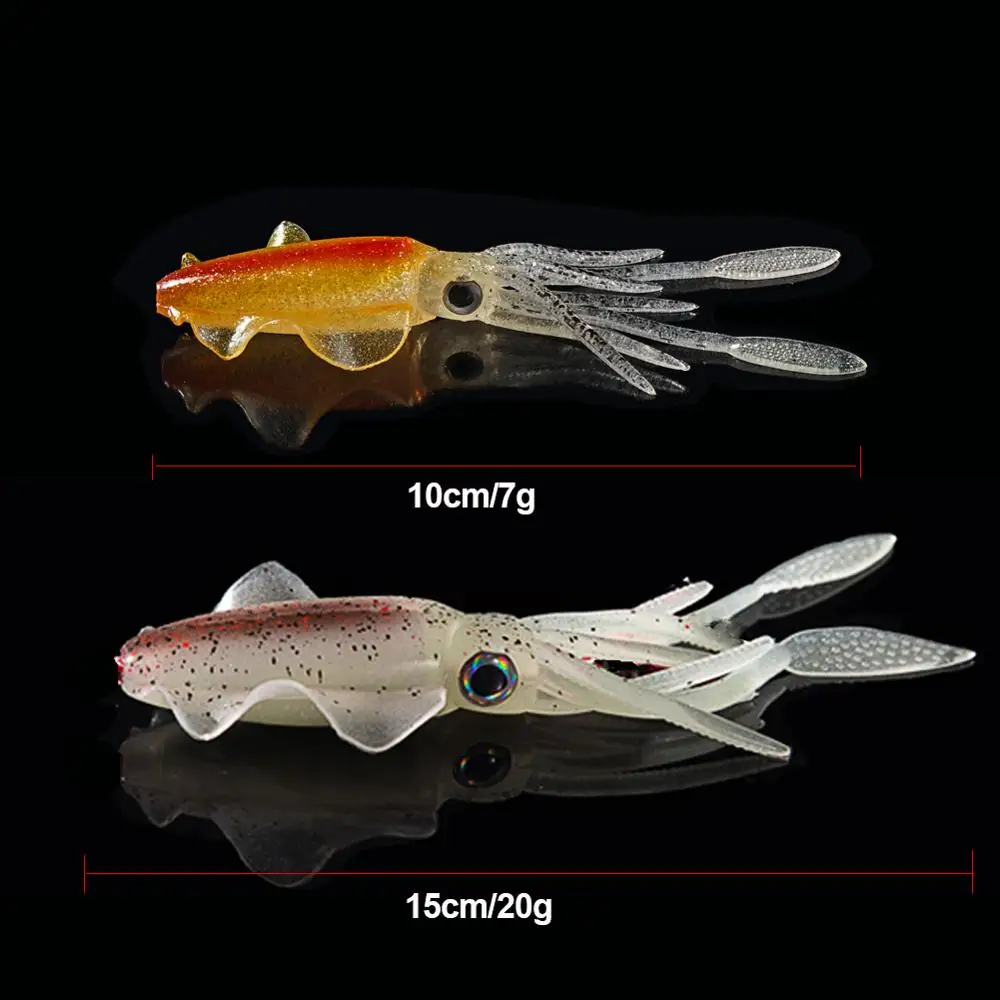SUNMIL-señuelo de pesca de Calamar, plantilla de Calamar luminoso/UV con gancho de plantilla, cebo Wobbler de pulpo Calamar para lubina y Lucio, 10cm /15cm - imagen 3