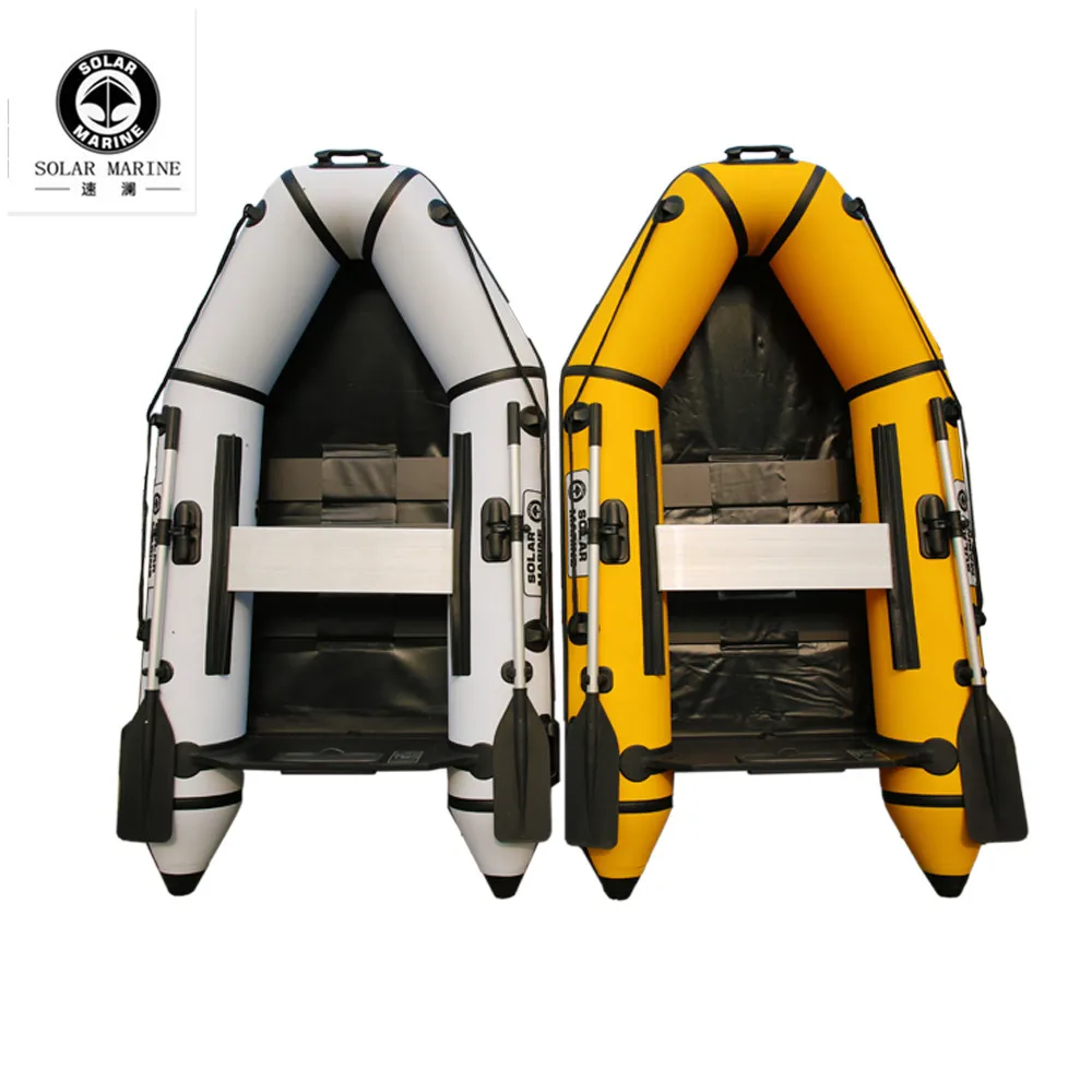 Barco de asalto inflable SolarMarine de PVC, bote de Kayak de velocidad, canoa con accesorios de suelo de madera para 3 personas, 0,9mm, pesca para el mar - imagen 4