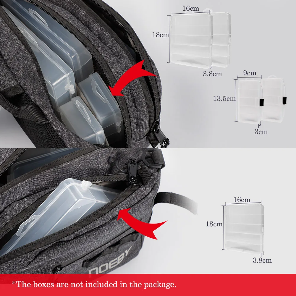 NOEBY-Bolsa de nailon impermeable para aparejos de pesca, bolso multifuncional de 2 tamaños para acampar, senderismo y pesca al aire libre - imagen 5