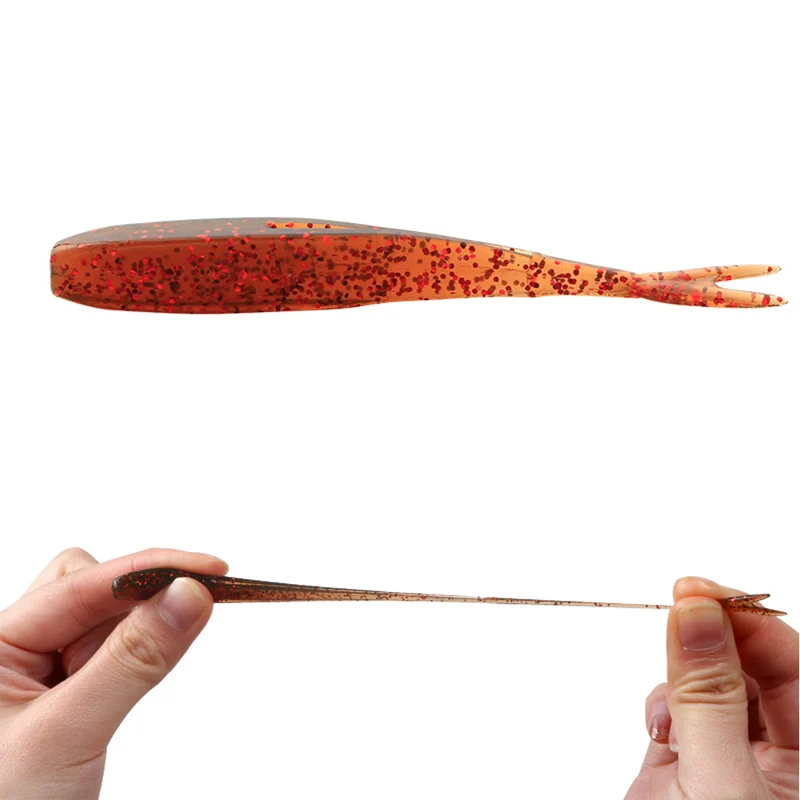 Plantilla de cola de horquilla, señuelo suave de 75mm, 1,8g, olor a camarón sal, Wobbler, cebo Artificial de silicona para camarones, carpa, sábalo, aparejos de pesca, 10 Uds. - imagen 3
