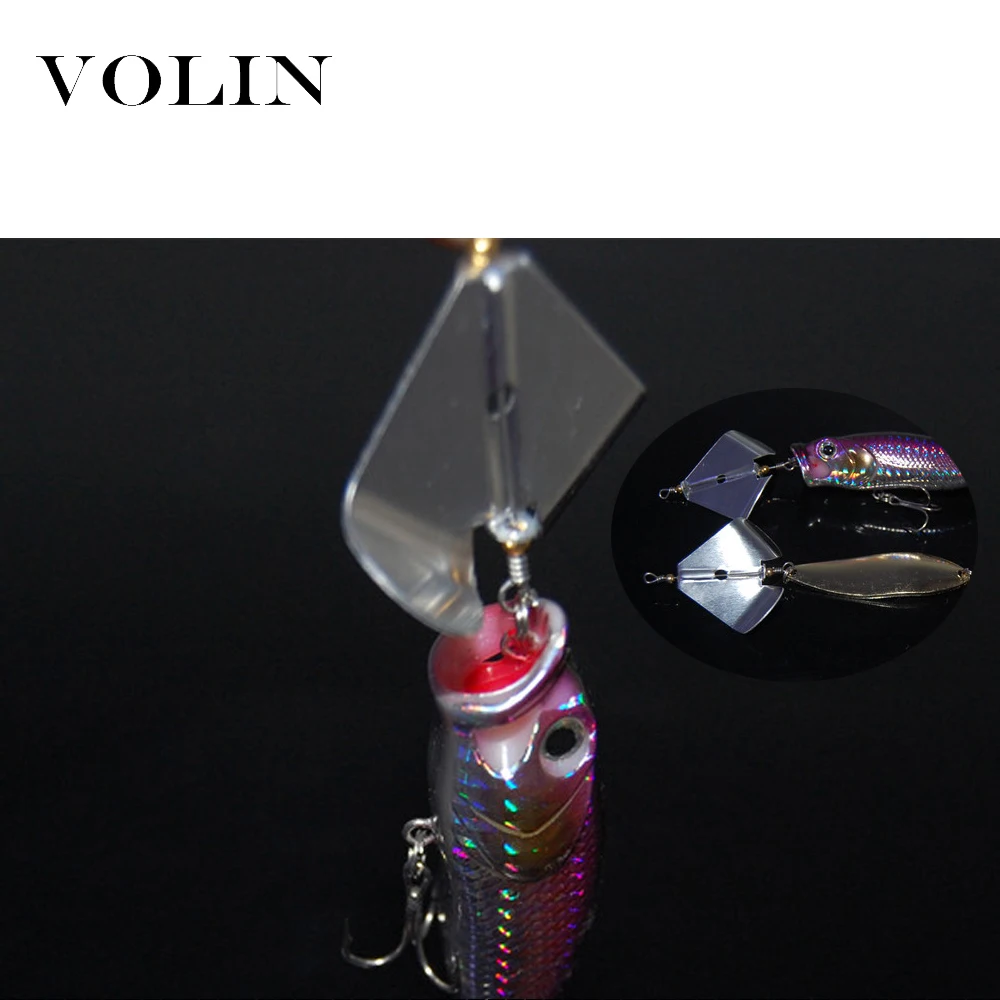 VOLIN-hélice giratoria de 4 piezas, cebo VIB Popper, cuchara de 1,1g, 2,2g, de Metal duro Isca señuelo, lubina Artificial a rayas, pez negro - imagen 4