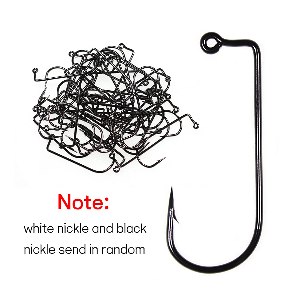 100 piezas # 8~ # Gancho de plantilla Aberdeen de 90 grados de acero rico en carbono 6/0, ganchos de gusano blando de vástago largo doblados para agua salada - imagen 5