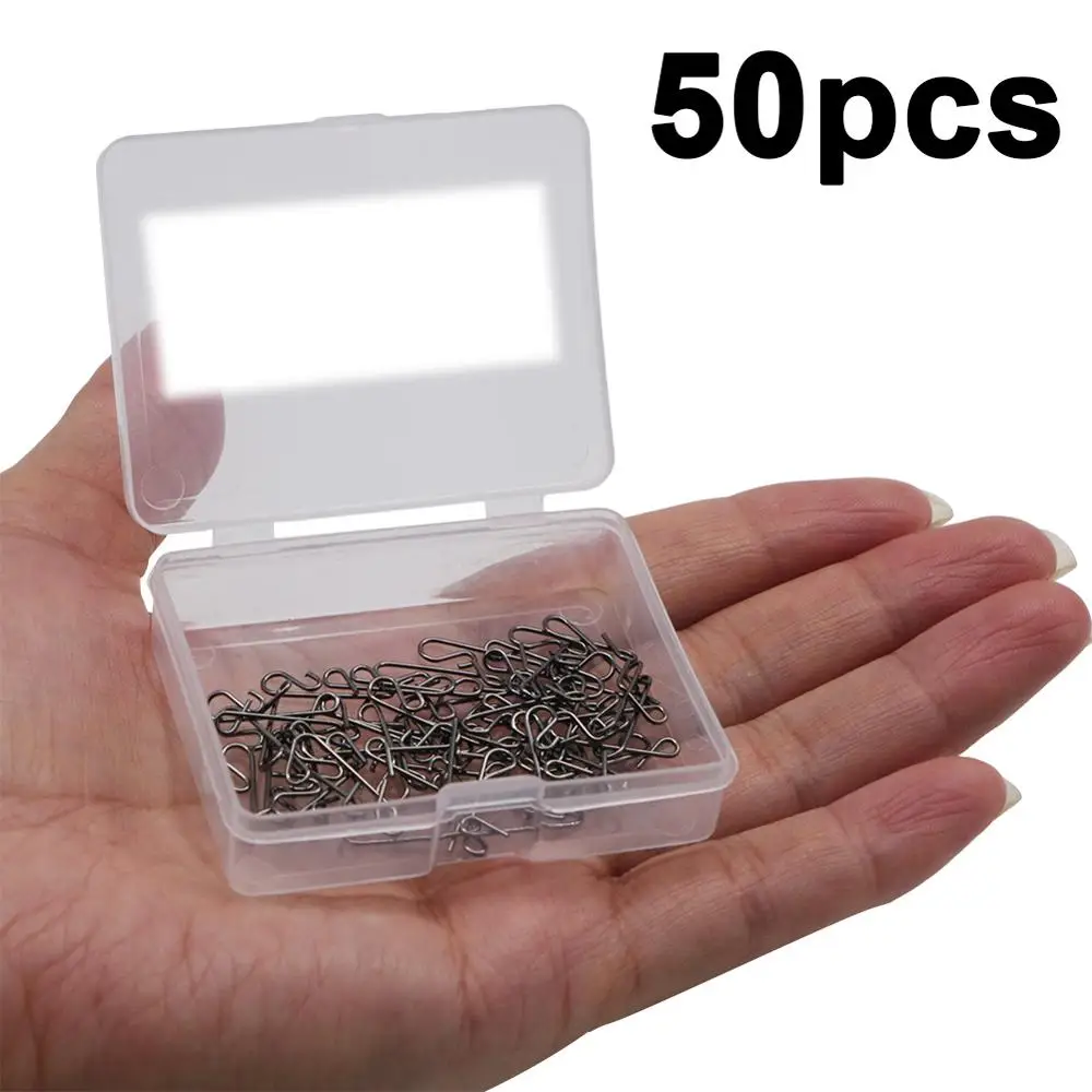 Caja de 50/100 uds, broches de presión de acero inoxidable para pesca, Clips de cierre, tamaño SS-XXL, Conector de seguridad, accesorios, aparejos para señuelos, ganchos - imagen 4