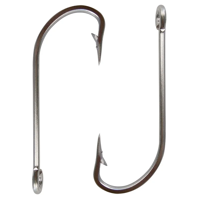 Anzuelos de acero inoxidable para pesca, anzuelos grandes, extra largos, anzuelos blancos, tamaño 1/0-10/0, 40 Uds.