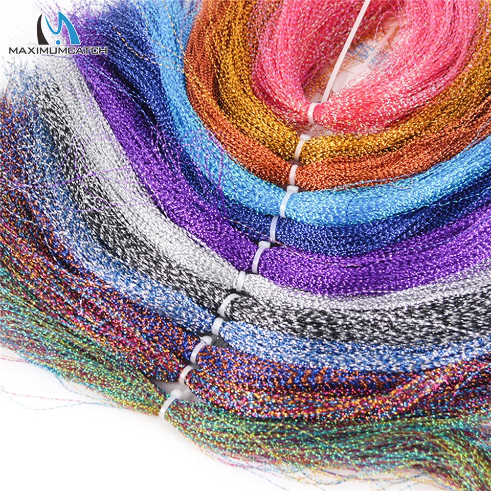 Maximumcatch-Paquete de 12 oropel holográfico Flashabou trenzado, atado de pesca con mosca, cadena Flash de cristal, anzuelo, materiales para hacer señuelos - imagen 4