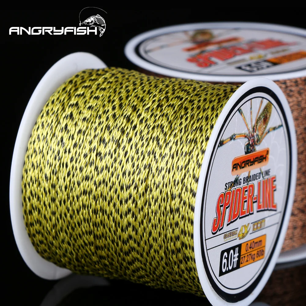 Angryfish-sedal de pesca trenzado, 4 hebras, 500m, PE, Camouflag, amarillo y marrón, 10LB-60LB - imagen 5