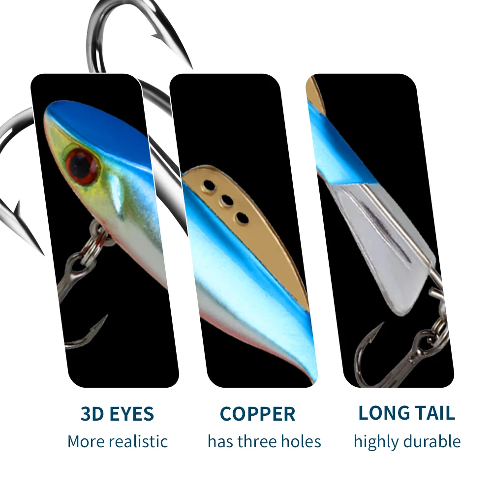 FTK-señuelo para pesca en hielo, anzuelo triple de acero rico en carbono, 4g, 8g, 10g, 17g, ojo 3D, cola larga, cebo Artificial para accesorios de pesca de invierno - imagen 3
