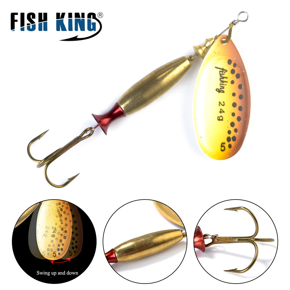 FISH KING 1 pieza de fundición larga 4 # -18g 5 # -24g Spinner señuelo cebo cuchara señuelos luccio Metal pesca señuelo lubina cebo duro con ganchos - imagen 5