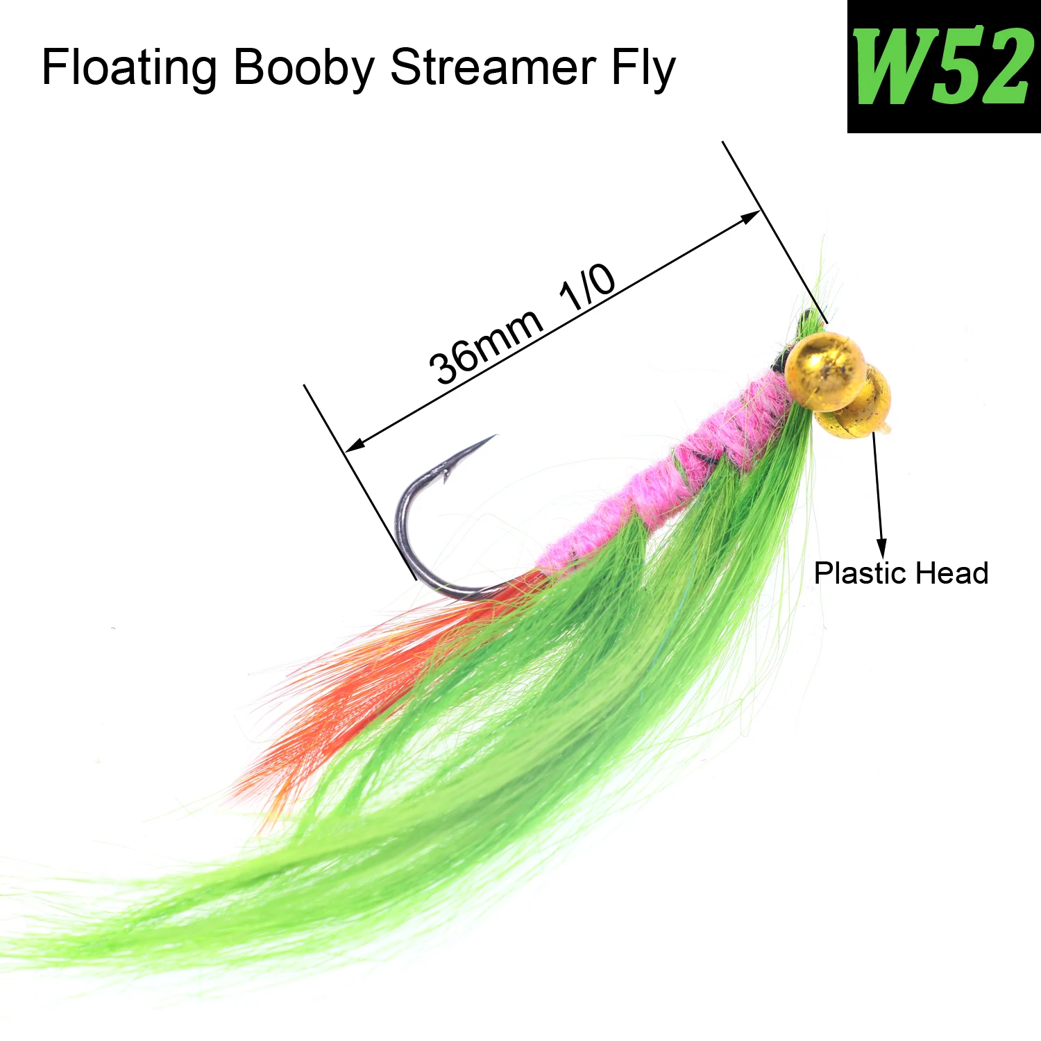 Una mosca con cola verde y gancho de oro