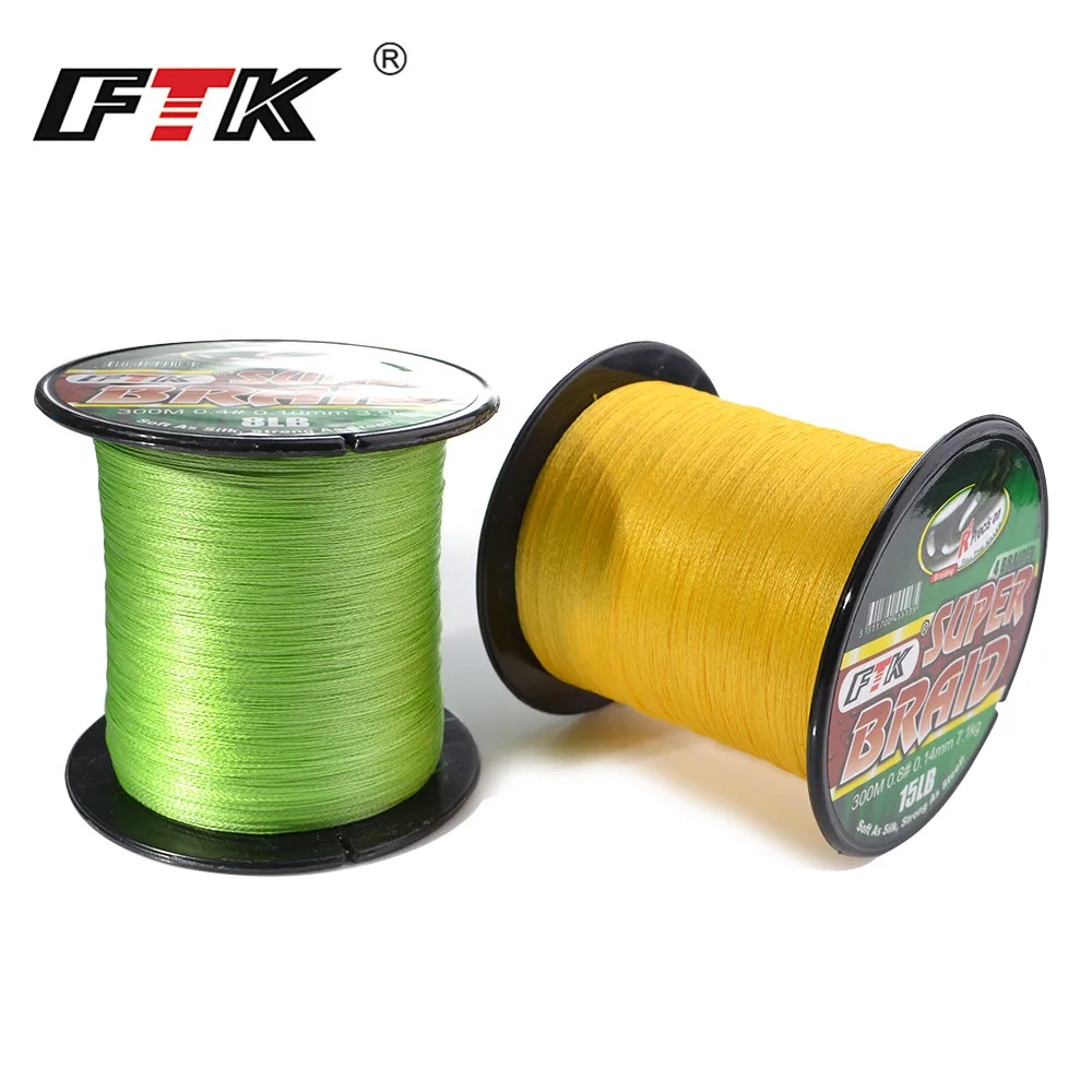FTK-línea de pesca trenzada de PE, 300M/500M, 0,10mm-0,40mm, 0,4-6,0 #, código 4 hebras, 8-60LB, multifilamento de PE - imagen 5