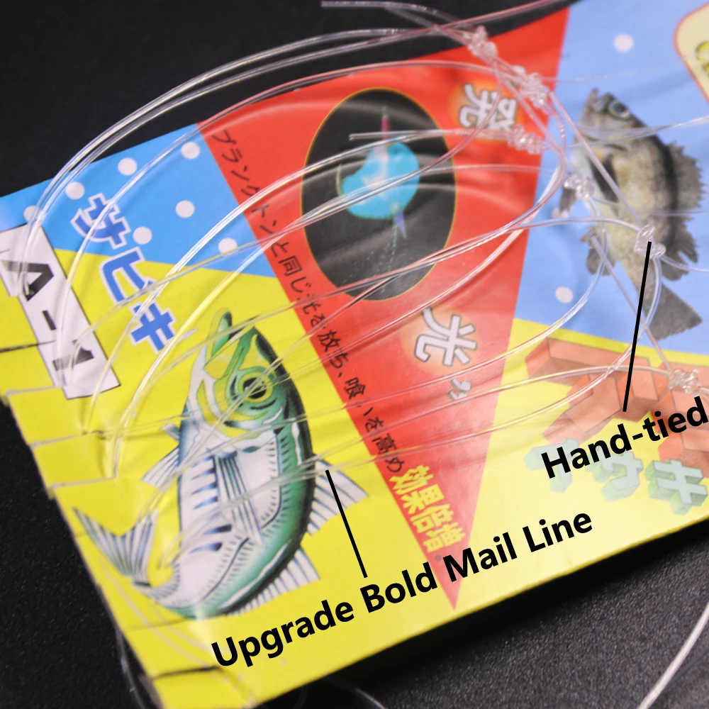 Señuelo Artificial para pesca en agua salada, anzuelos de cuerda luminosa suave, cebo de piel de pescado Real de aguas profundas, Sabiki Flash, 11 tamaños, 1 bolsa, 6 piezas - imagen 4