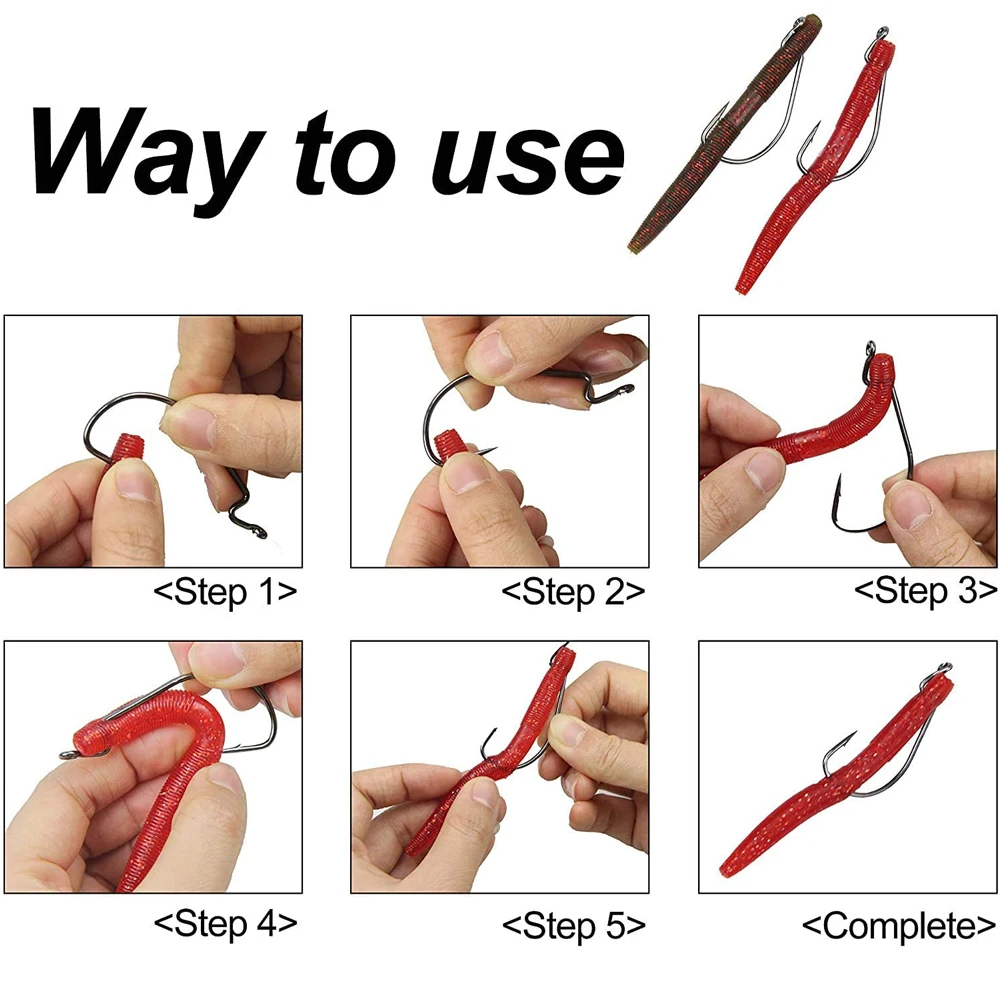 Shaddock-anzuelos de pesca, 140 unids/caja 38105, anzuelos de gusano de compensación, anzuelo de cebo blando para pesca en agua salada - imagen 5