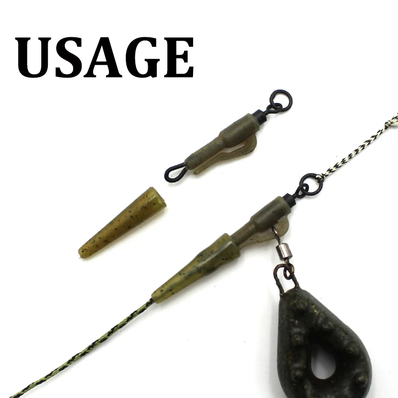 Accesorios de pesca de carpa, Clip de plomo, cola giratoria de cambio rápido, mangas antienredos de goma para aparejos de pesca de carpa, aparejos de pesca gruesos, 10 Uds. - imagen 4