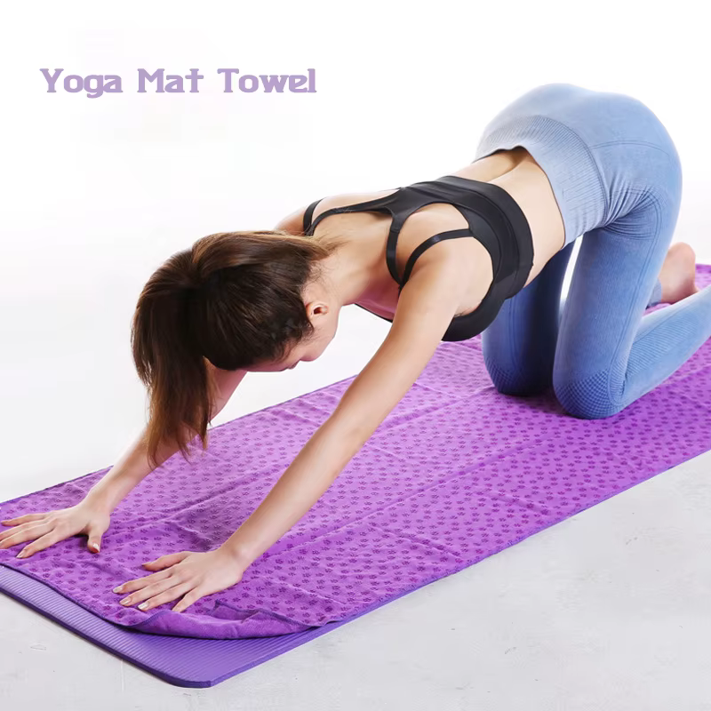 Esterilla de Yoga de algodón antideslizante, toalla de viaje, deporte, Fitness, ejercicio, cubierta de fibra fina, absorción de agua y sudor - imagen 3