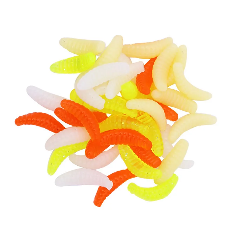 50 Uds. Cebo suave de gusano de pescado y camarones, 20mm, 0,3g, cebos artificiales de gusano rojo realista de silicona, señuelo de pesca suave Swimbait - imagen 2