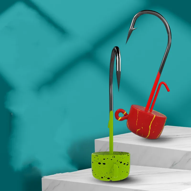 Pesca NED Rig Jig Head Hook pintura colorida 4X gancho de fuerte penetración 1,5g 2,5g 3,5g 5g 7g 10g anzuelos auxiliares anticaída - imagen 2