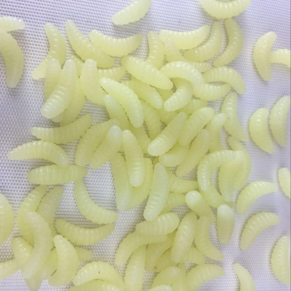 Señuelo de pesca de gusano suave, cebo artificial amarillo, materiales de insectos para curricán de 35mm, sábalo de plástico, camarón articulado de silicona, 50 piezas - imagen 4