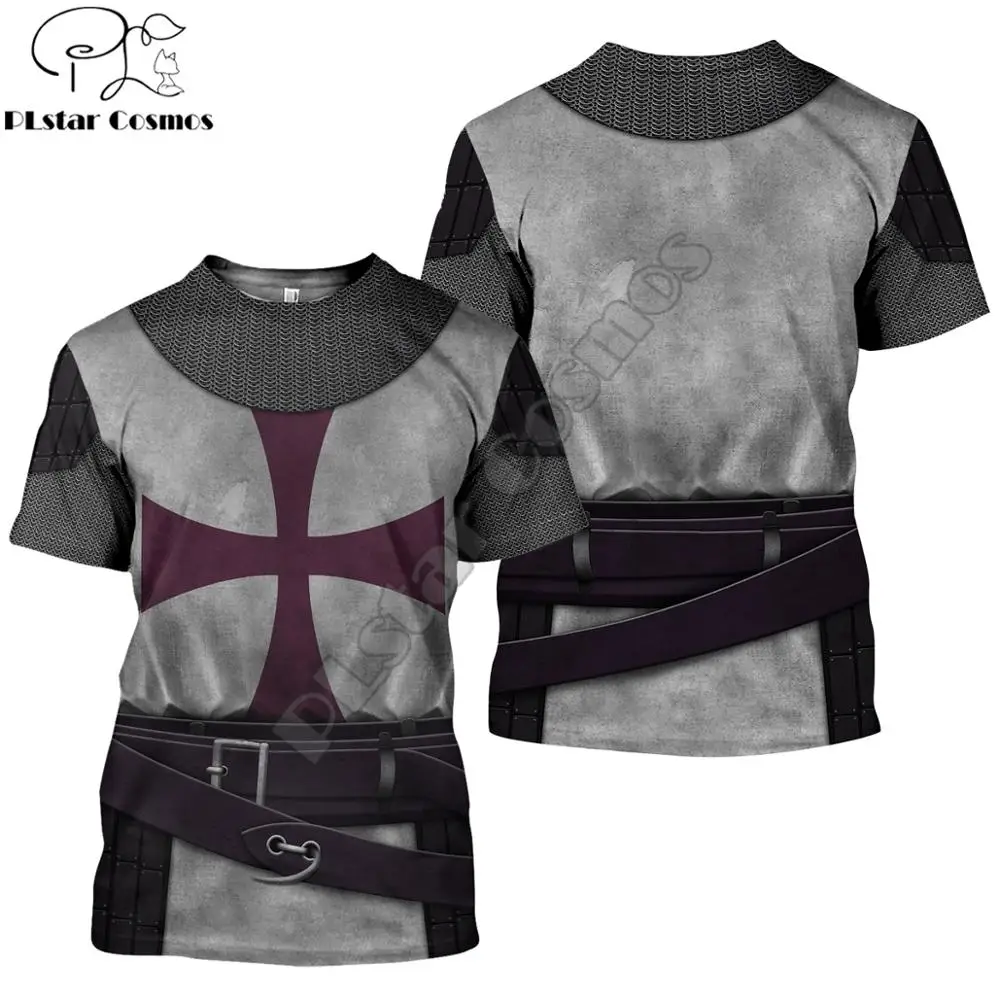 Verano armadura samurái hombres camiseta caballeros templarios 3D impreso Harajuku camisetas de manga corta Cosplay Unisex Casual camisetas KJ0152 - imagen 2