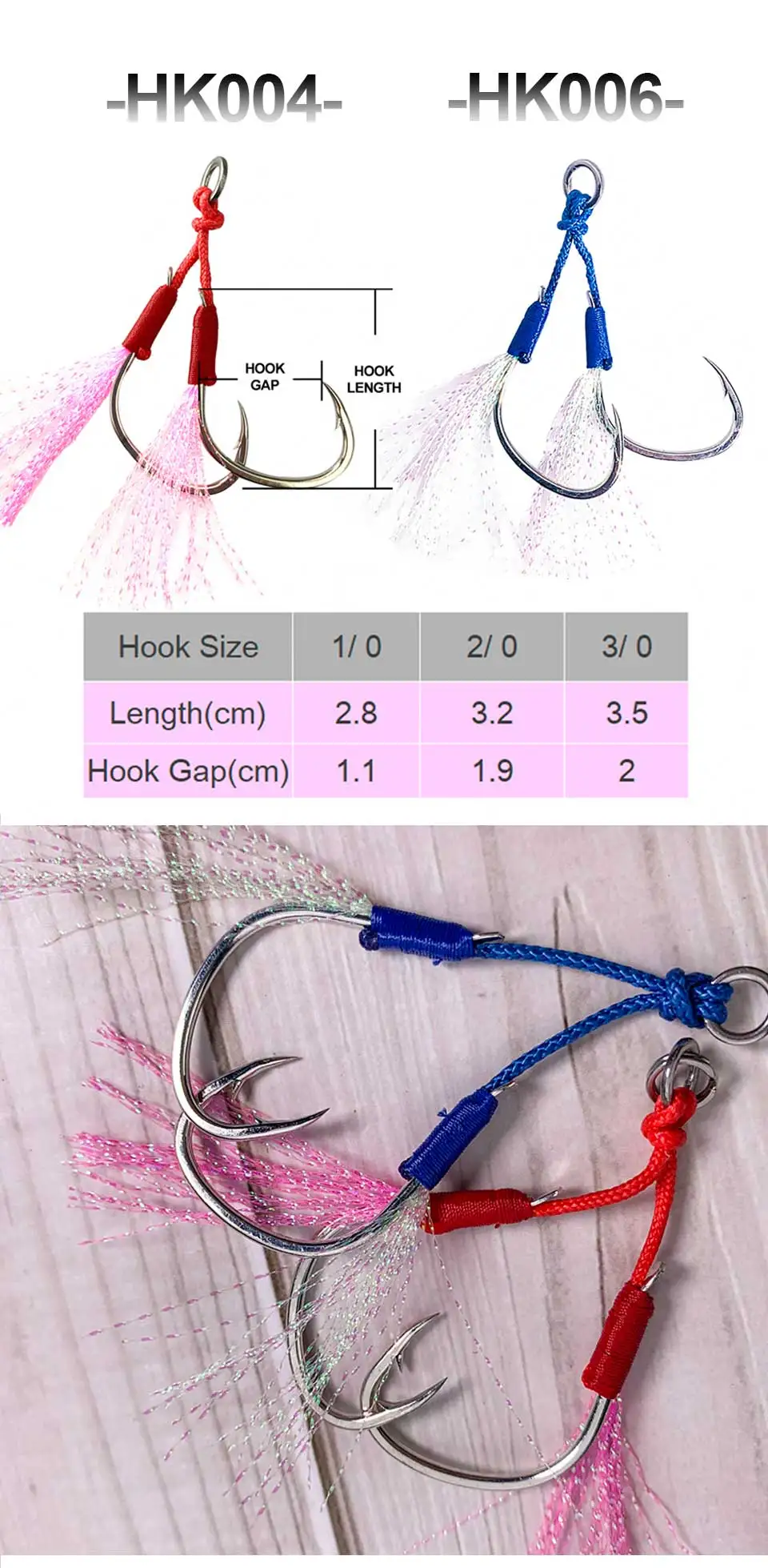 Anzuelos de fundición larga - vista de acabado y púas