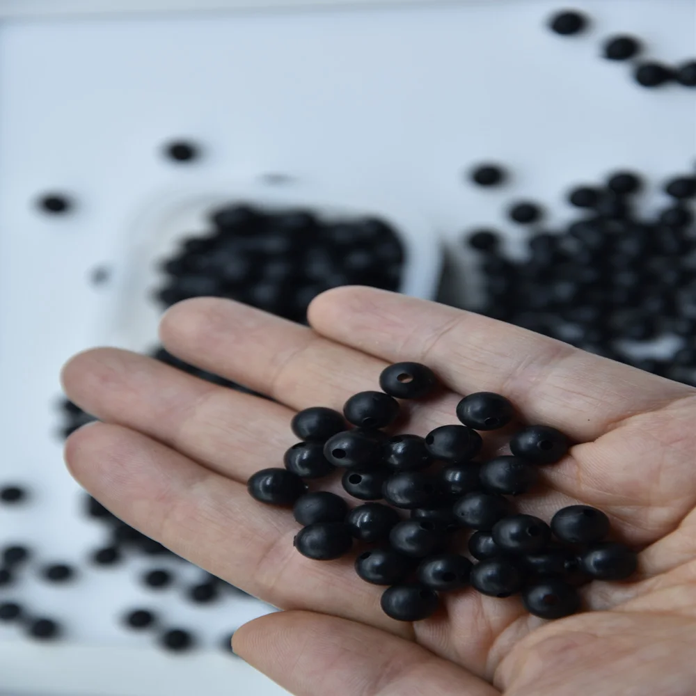 MAGBLUE 100 unids/lote cuentas de pesca tapón espacial negro 3mm-8mm redondo frijoles suaves y duros Señuelos de Pesca cebo anzuelo accesorios de aparejo
