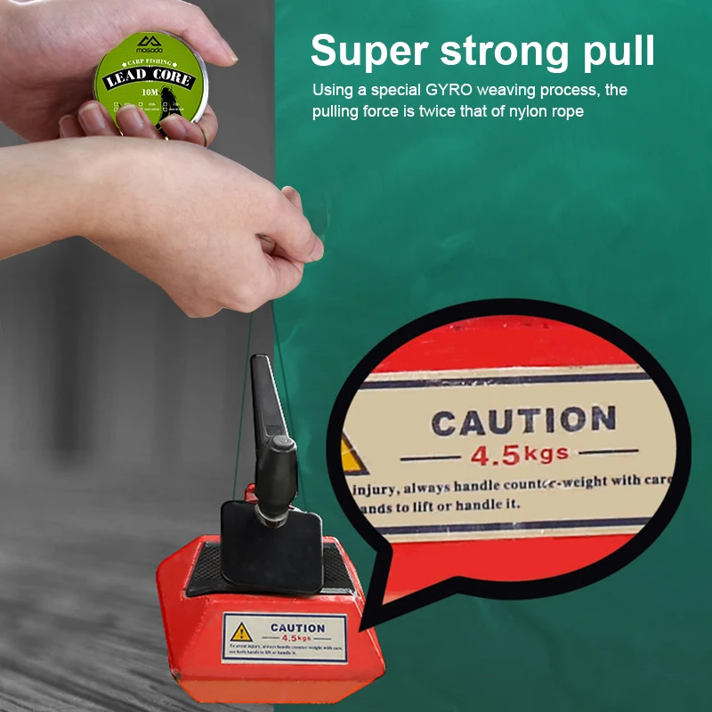 Mosodo-línea líder de pesca de carpa, 10 M, núcleo de plomo verde camuflaje, 25lb, 35lb, 45lb, aparejos de pelo, 12 hebras, cables trenzados, 10 metros - imagen 3