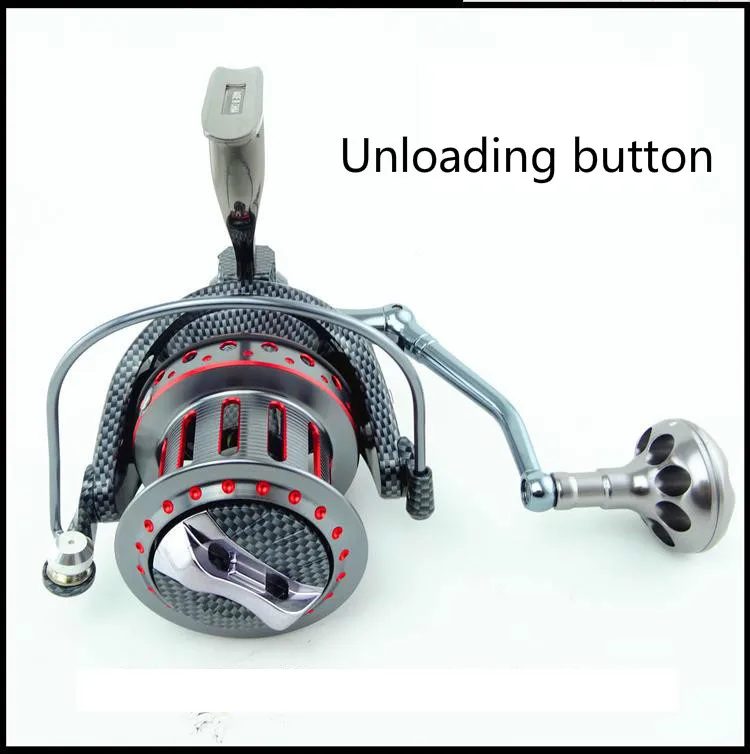 Botón de descarga Un elegante carrete de pesca moderno con un diseño aerodinámico para el manejo de carrete sin esfuerzo