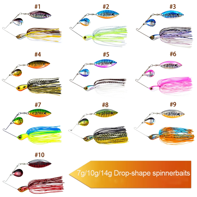 WATER SNIPER-cuchara de Metal SpinnerBait con cabeza de plantilla, gancho Duple, spinner de invierno para pesca de perca, 7g, 10g, 14g - imagen 3