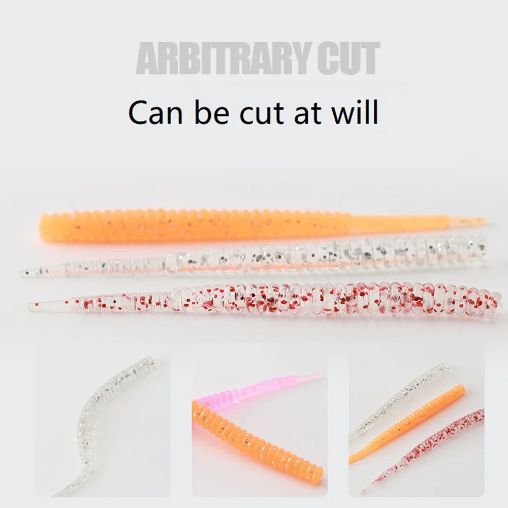 20 unids/lote Pesca de raíz pequeño cebo suave 50mm 60mm Wobbler cola de aguja Artificial hilo de señuelo de silicona cebo de gusano Shearable Pesca - imagen 2