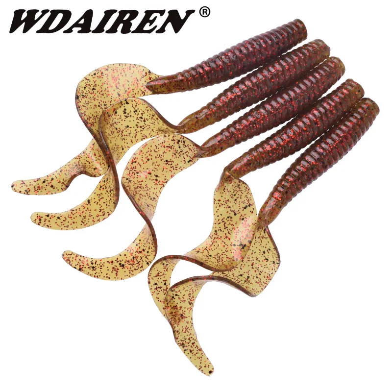 Cebos blandos de silicona con olor a pez, cebo suave de 80mm y 4,3g, señuelo de pesca de gusanos, plantilla de goma Artificial, Wobblers, Swimbaits Bass, 5 uds. - imagen 4