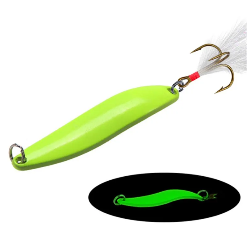 Cuchara giratoria luminosa con anzuelo triple para pesca de lubina - imagen 2