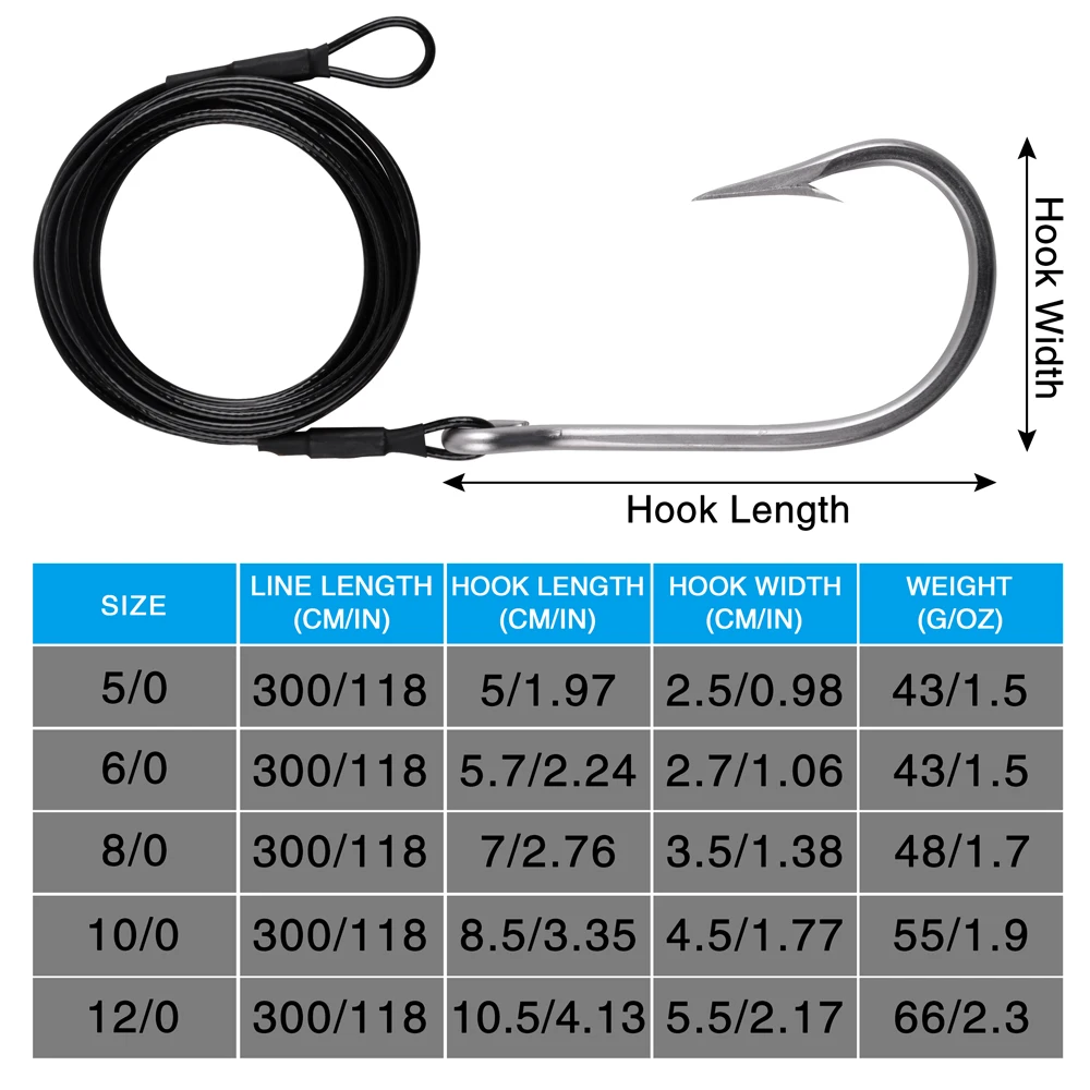 6 uds 400LB anzuelo de pesca de atún tiburón anzuelos de cebo de juego grande de acero inoxidable Cable recubierto de nailon líder de alambre para pesca en agua salada - imagen 4