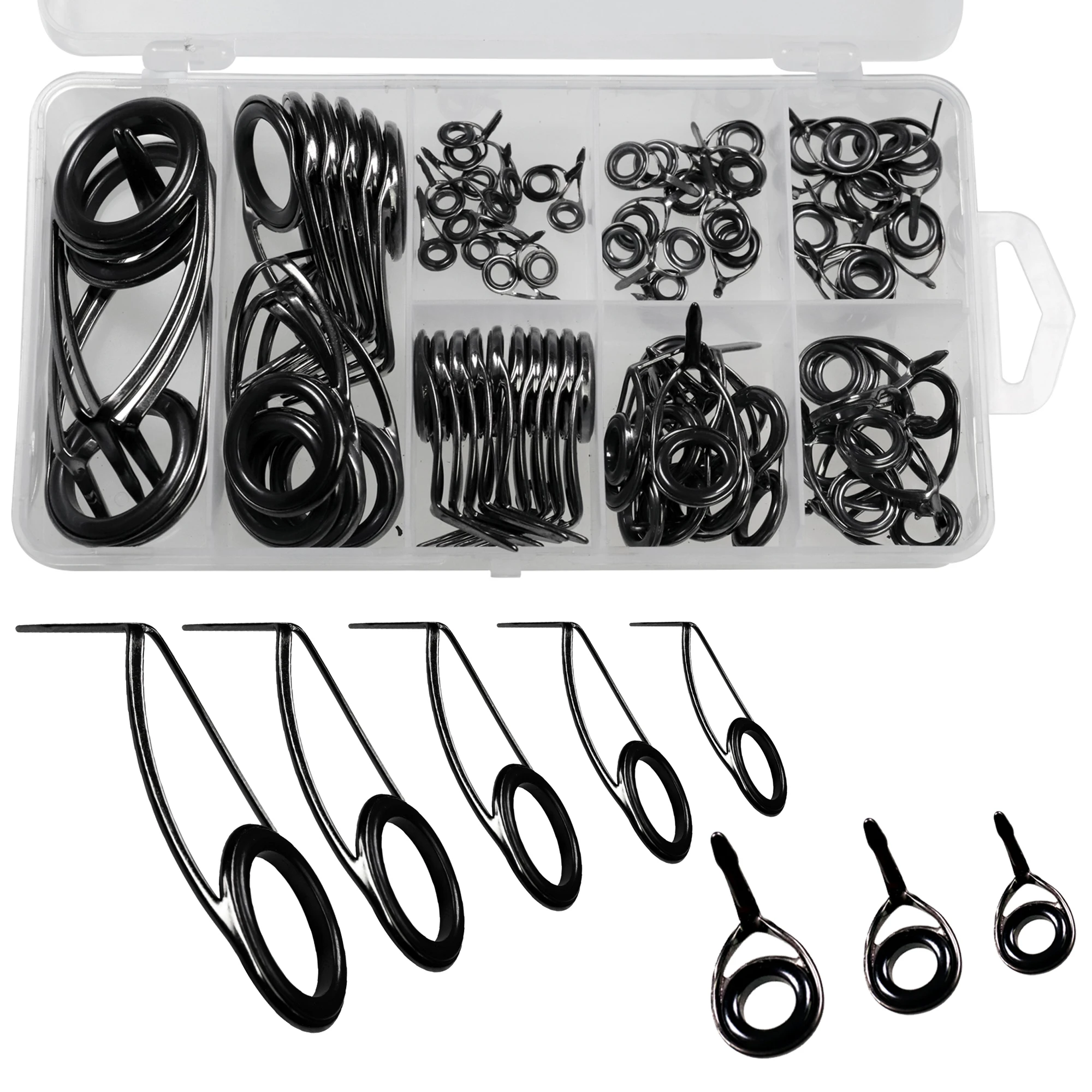 THKFISH 75 Uds Kit de anillos guía de cañas de pescar 4,17mm-24,5mm juego de anillos de cerámica guías de cañas de pescar Kits de reparación accesorios de pesca