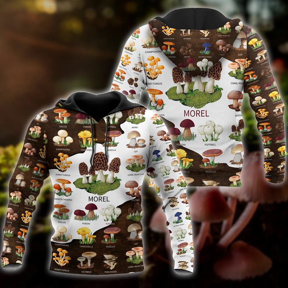 Sudadera con capucha de otoño para hombre con estampado 3D del mundo de caza de setas comestibles, ropa de calle Unisex, chaqueta informal con cremallera, jersey KJ551 - imagen 3