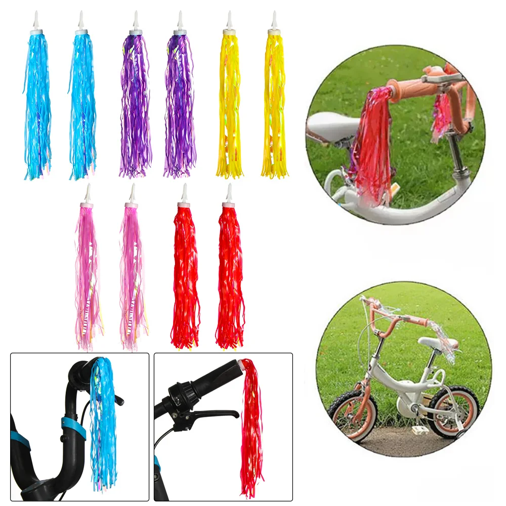 Accesorios para manillar de bicicleta, cintas coloridas con borlas de 14/30cm para niños y niñas, 2 unidades - imagen 2