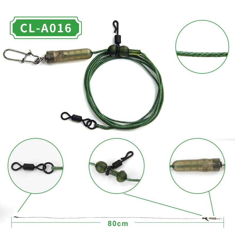 Mosodo-Línea de guía de pesca de carpa trenzada, núcleo de plomo de 80cm, aparejo de carpa, correas, cable de línea principal, núcleo de plomo de alambre de acero con Clips de plomo giratorios - imagen 4