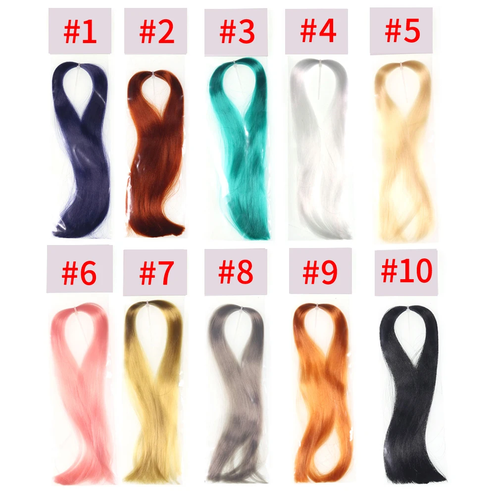 Bimoo-2 bolsas de fibra de mosca suave, serpentina de atado de moscas, aparejo Sabiki de acero, Material de fabricación de pelo sintético, 10 colores - imagen 3